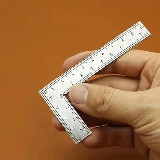 Mini L-Shaped Stainless Steel Ruler - High-Precision Thick Right Angle Tool for Leather Craft & Small Measurements