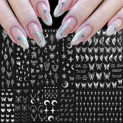 12pcs/set Cute Cartoon Dog/Cat Nail Art Stickers 3D Graffiti Black Cat Dog  Nail Decals 8*10cm Self-Adhesive Cartoon Nail Art Su