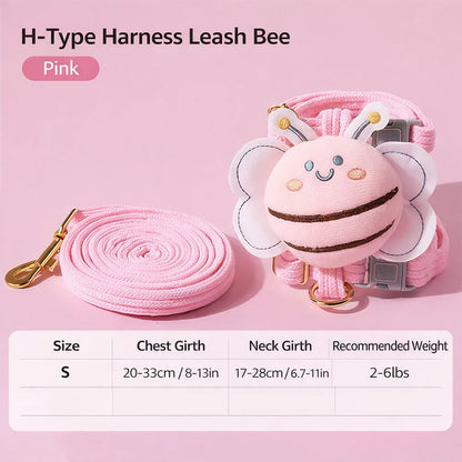 Pet Supplies Cartoon Bee Cat Harness Adjustable Breast Back Harness Dog Harness Portable Leash Set Pet Walking