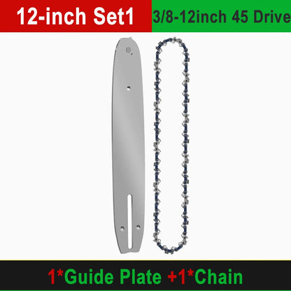 12" Guide Bar & 45 Link Chain Set 3/8"LP Pitch 0.050" Groove Width Rounded Teeth Alloy Chainsaw Components 12 Inch Electric Saw