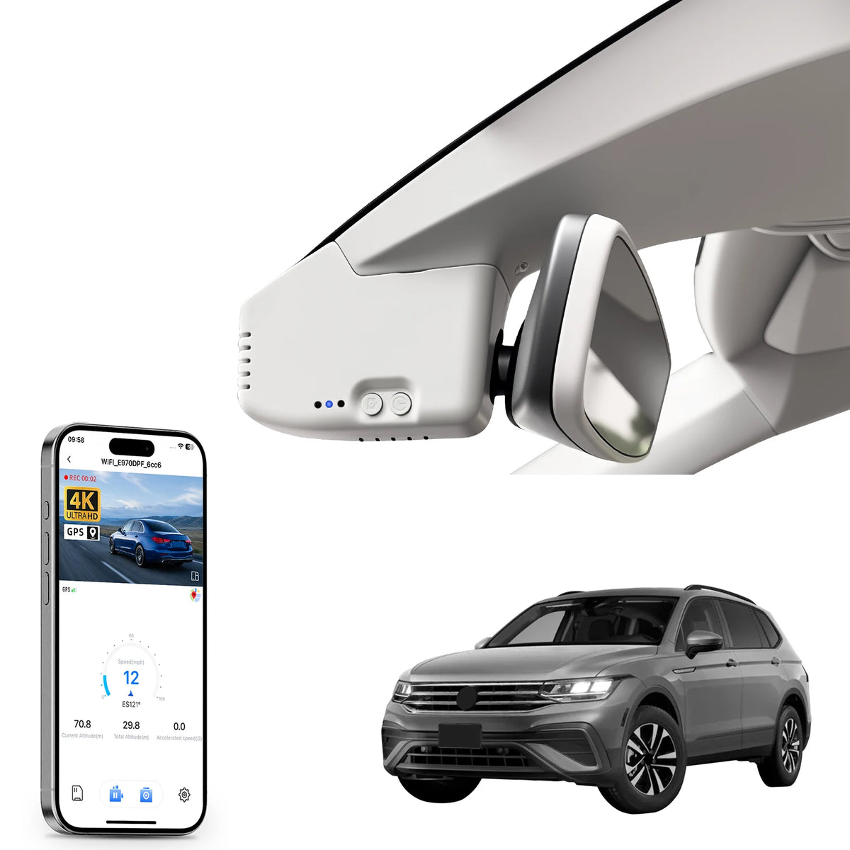 Mangoal 4K Dash Cam GPS WiFi & APP For Volkswagen Tiguan Gen2 AD BW Dash Car Camera 2018-2024 Plug and Play