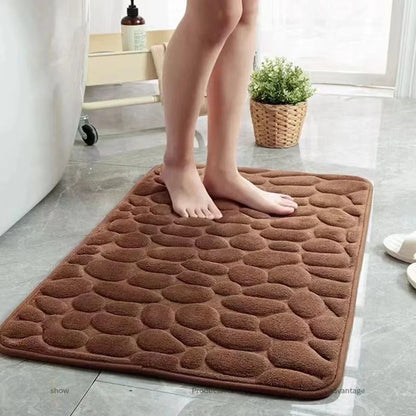 Non Slip Coral Velvet Floor Mat Embossed Stone Memory Foam Thick Absorbent Bathroom Household Indoor Rug Decor