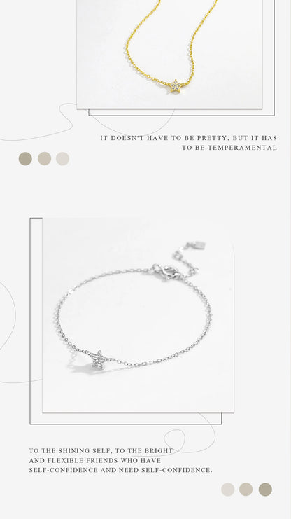 ANDYWEN 2020 New 925 Sterling Silver Gold Starry Sky Spakle Star Linked CZ Zircon Chain Bracelet Women Fine Jewelry Luxury