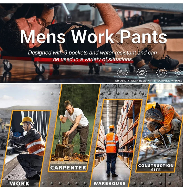 Men's Tactical Pants Outdoor Multi-functional Training Pants with Pockets Waterproof Quick-drying Cargo Pants