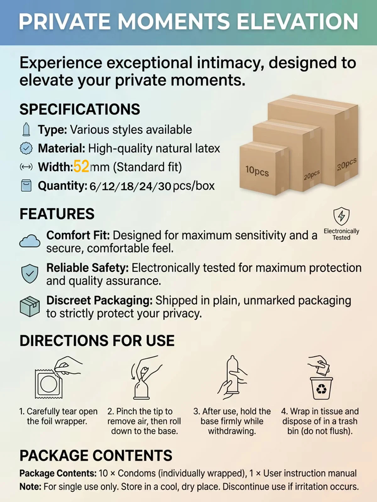 Premium 2/3/6/8/9pcs Condoms Smooth Surface, Male Safe Sex Health Care, Discreet Package
