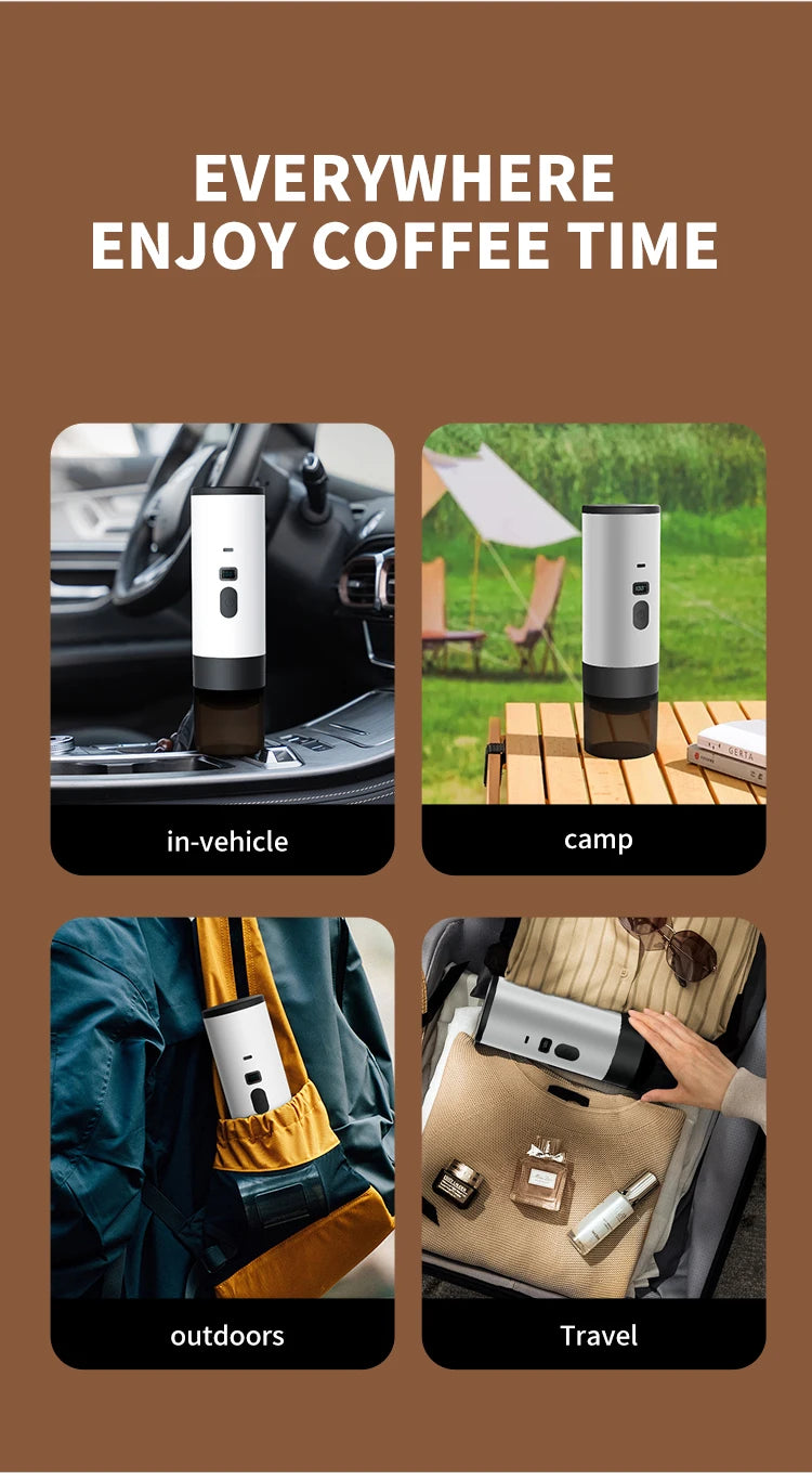 Portable Coffee Machine Wireless 3-in-1 for Ground/Nespresso/DolceGusto Capsule 15Bar 7800mAh Digital Display Travel Camping