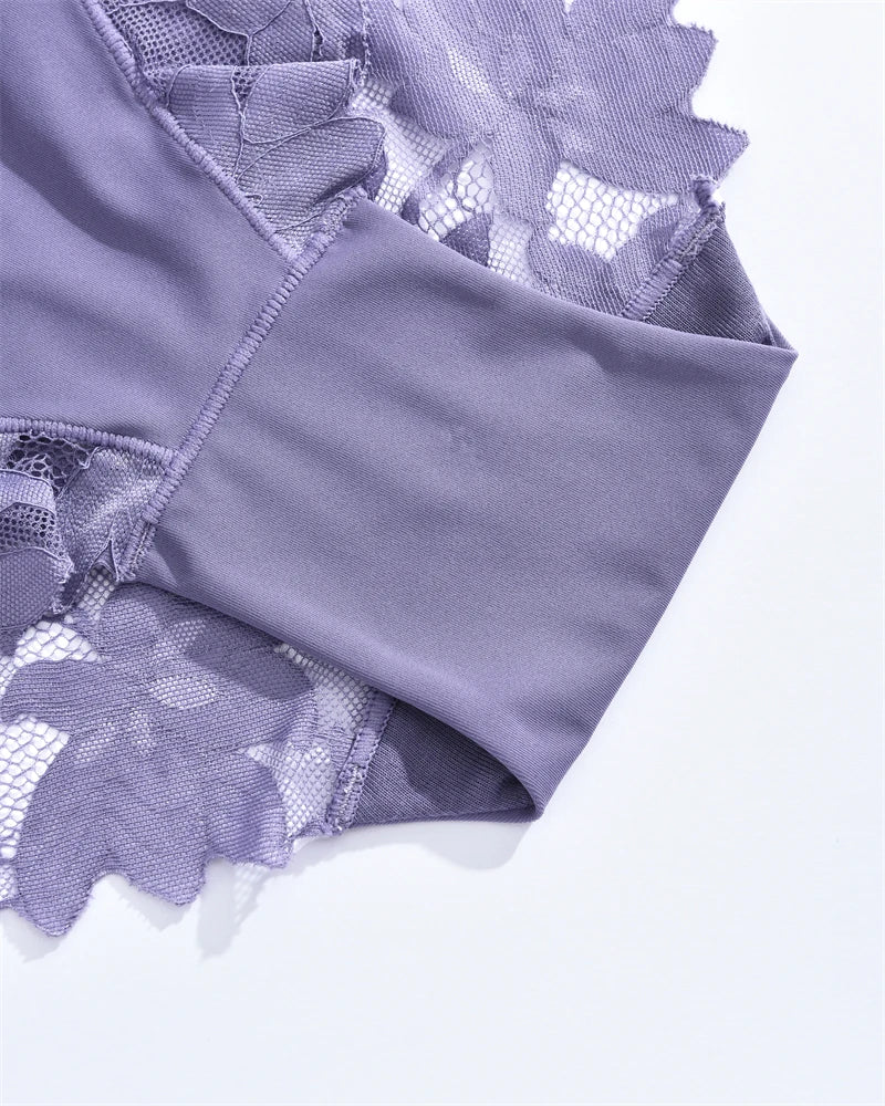 S-XXL Women Lace Panties Patchwork Seamless Underwear Sexy Luxury Hollow Out Solid Briefs Girls' Mid Rise Breathable Lingerie