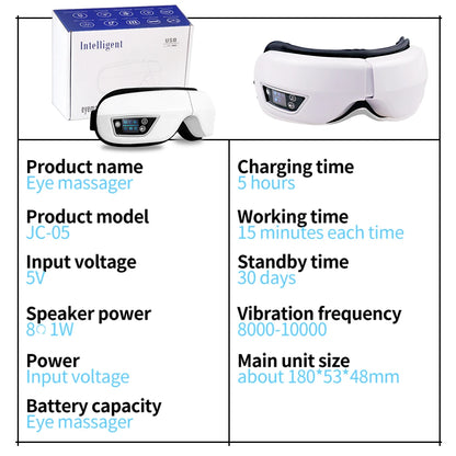 6D Smart Vibration Eye Massager Airbag Compress Eye Care Instrument Bluetooth Music Eye Massage Sleep Mask Eye Relax Fatigue