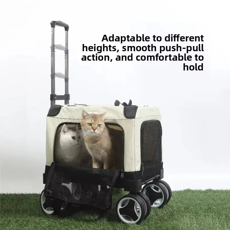 FurStarLarge Pet Rolling Carrier With Wheels Multi-Cat Travel Trolley Bag Spacious Dog Carrier Backpack Portable Car Seat Pet St