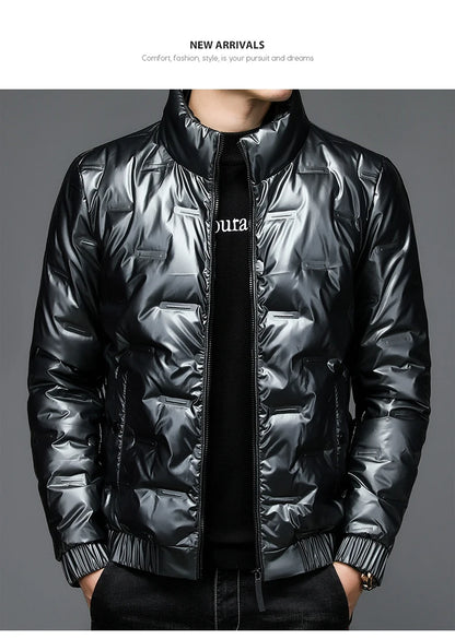 80%  White Duck Down Coat 2024 Trendy Fashion Winter Stand Collar Warm Sport Jacket Men's Thermal Thick Outwear