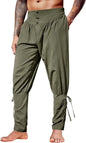 Mens Medieval Ankle Pants Renaissance Viking Pirate Lace Up Tapered Halloween Linen Costume Trousers Cargo Pants