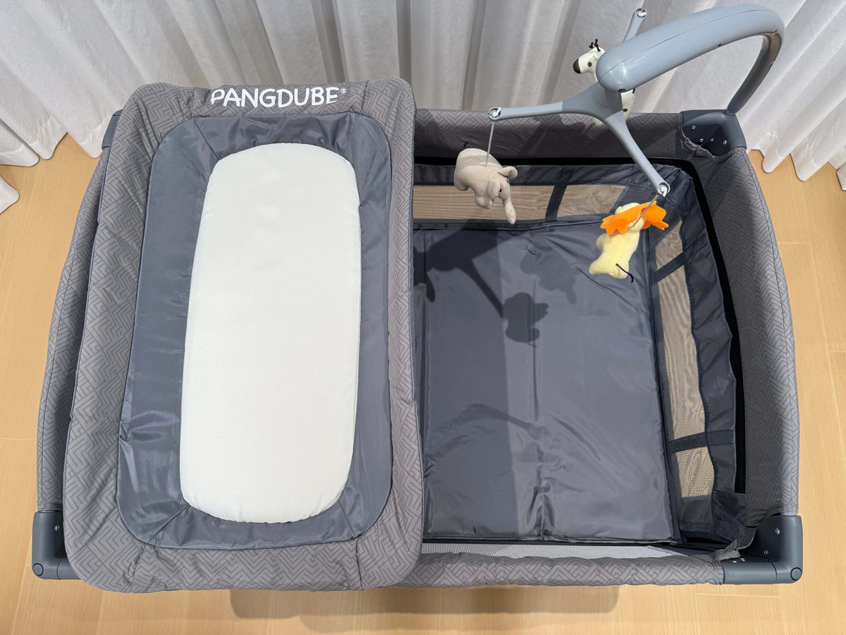 PANGDUBE Baby Crib 0-3 Years Bedside Sleeper with Wheels Foldable Baby Bed with Diaper Changer Playpen for Mom Baby Shower Gift