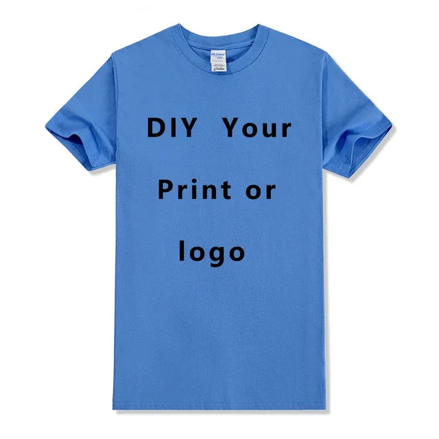 EU size 100% pure cotton custom T-shirt front and back team school uniform store logo text photo for men's personalized high-end