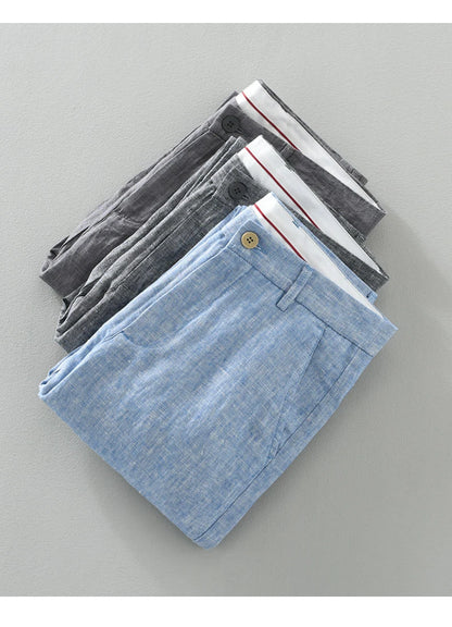 Summer New Pure Linen Casual Slim Pants for Men Clothing Thin Breathable Streetwear Men Trousers EC1335