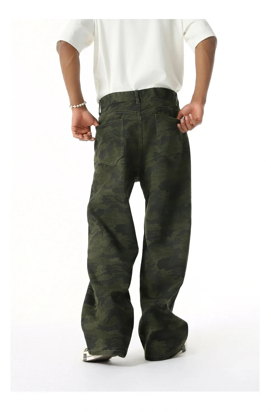 2025 Four Seasons Men's Youth Popular Multi color Pattern Camouflage Pants Basic Versatile Straight Wash Casual Cowboy Pants