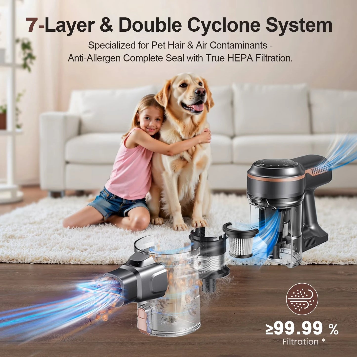 INSE S7P 465W Cordless Vacuum Cleaner 45KPA Strong Suction for Pet Hair and Carpet 55Mins Runtime Household Cleaning