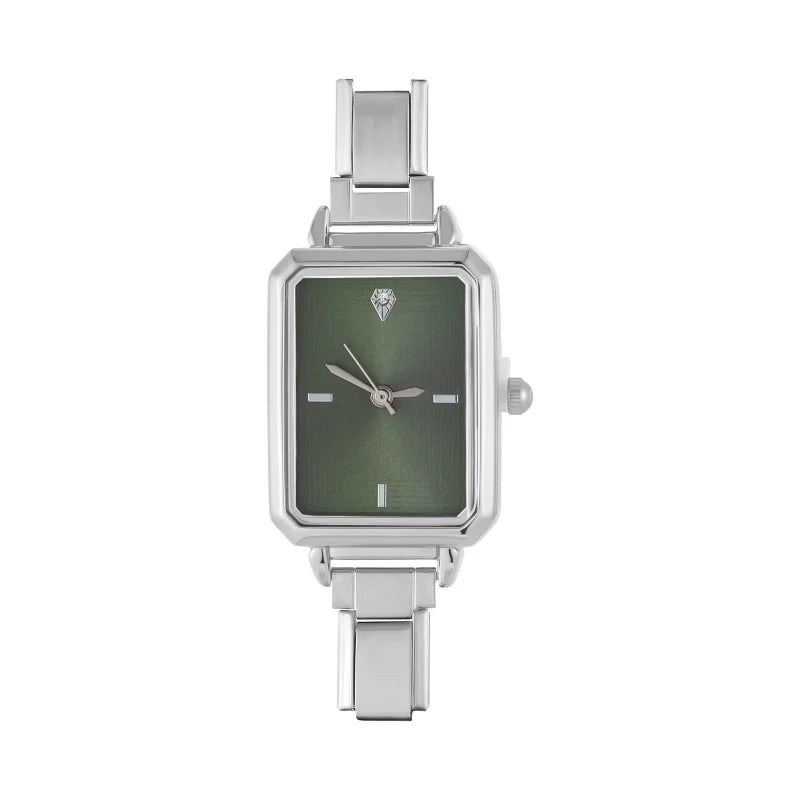Fashion Colorful Dial Square Stainless Steel Women Watch Head Fit 9mm Bracelet For Party Friend Wife Birthday Jewelry Gifts