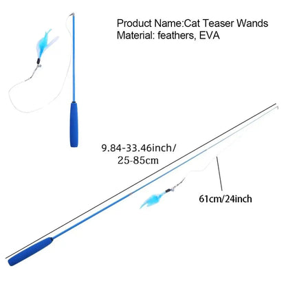 Durable 3-section Cat Teaser Wands Interactive Funny Telescopic Fishing Pole Stick Teaser Cat Accesorios