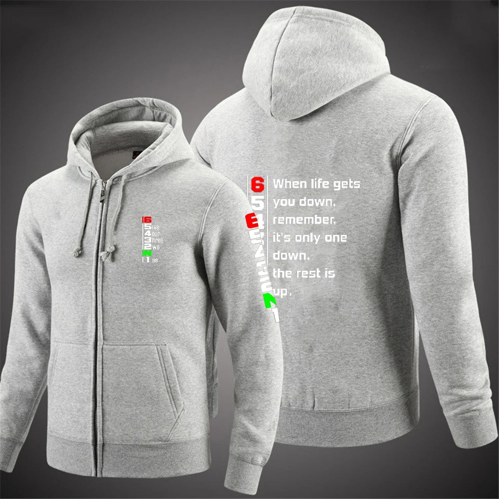 2025 Spring Autumn Men's Manual Transmission 1N23456 Motorcycle Logo Printed Popular Cardigan Classic Solid Color Hooded Hoodies