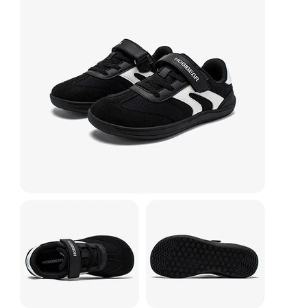 HOBIBEAR Boys Girls Barefoot Shoes Wide Toe Zero Drop Sneakers Retro Lightweight Hook Loop Minimalist Shoes for Big Kids