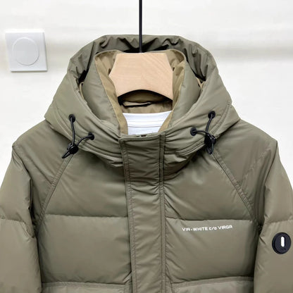 Men's Winter Down Jacket Windproof Thickened Warm Non Washable Hooded White Duck Short Down Coats Trendy Down Puffer Jackets
