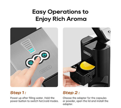HiBREW Coffee Machine 4in1 Multiple Capsule Espresso Dolce Milk Nes ESE Pod Powder Coffee Maker Stainless Metal H3D