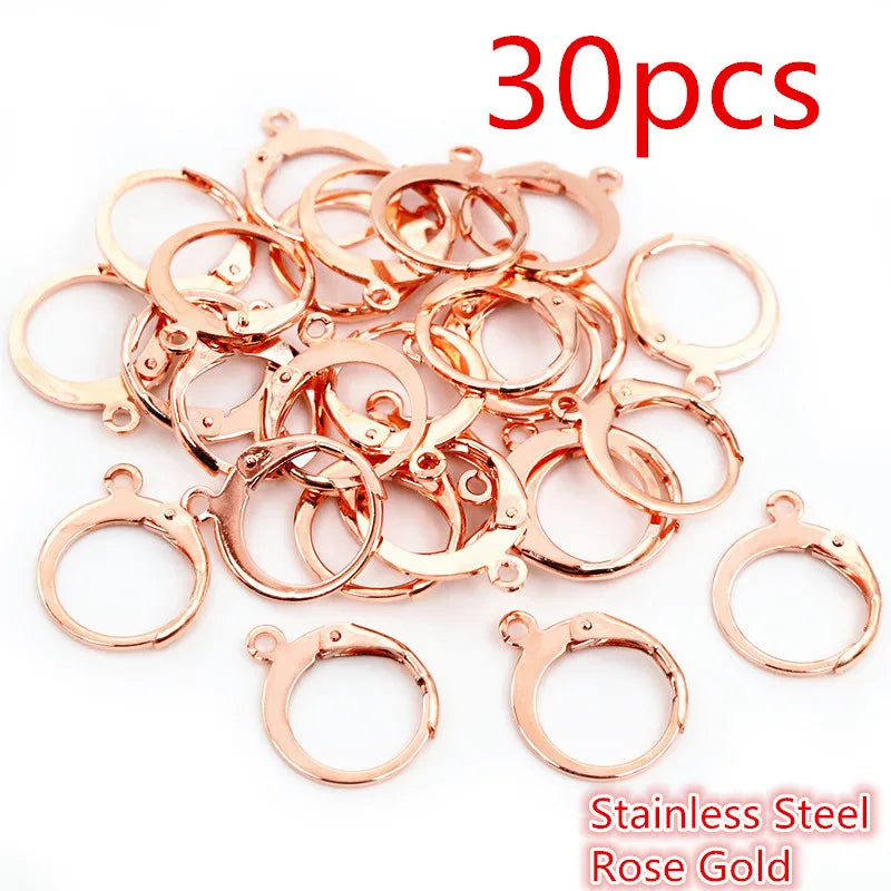 30-50pcs/lot Gold Silver French Lever Earring Hooks Wire Settings Base Hoops Earrings For DIY Jewelry Making Supplies Wholesale