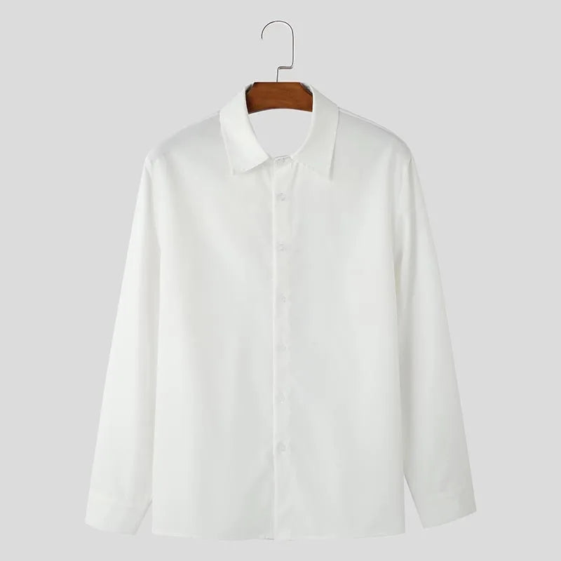 INCERUN Fashion New Men's Tops Backless Bow Design Shirt Sexy Casual Male Solid Comfortable Long Sleeved Lapel Blouse S-5XL 2025