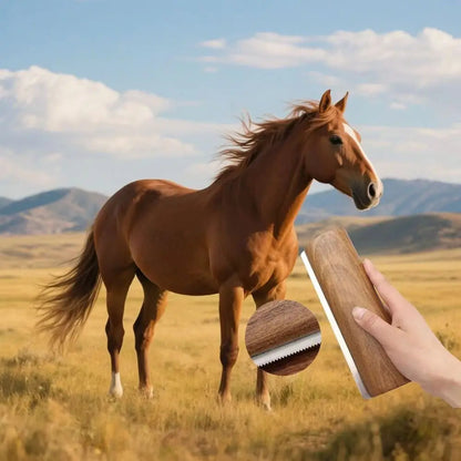 1Pcs New Wooden Handle Horse Grooming Brush Stainless Steel Teeth Shedding Horse Hair Scrapers Grooming S/M/L Cleaning Tool