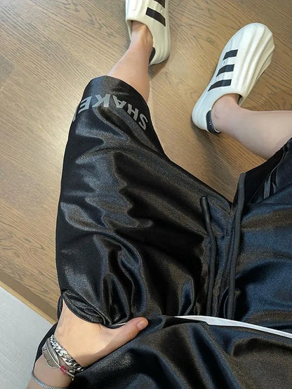 Glossy Pockets Men's Shorts Outdoor Fitness Male Plus Size Casual Sports Basketball Bottoms