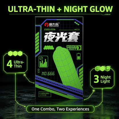 Glow in the Dark Condoms Set 7pcs Ultra Thin Lubricated Natural Latex Men Novelty Fun Night Sensual Romantic Touch Fit Beilile