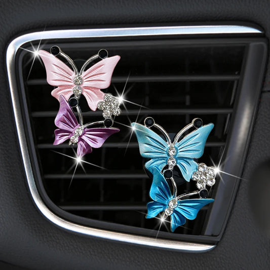 Car Air Conditioning Outlet Perfume Decoration Clip Dual-color Double Butterfly Air Purification Decoration Clip Car Interior
