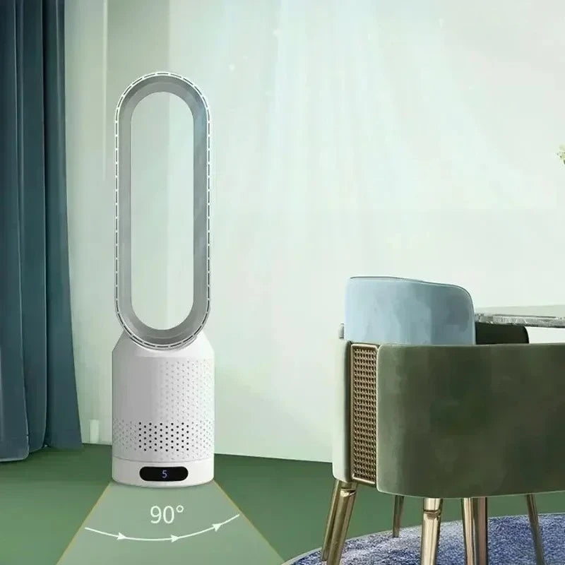 Cooling & Heating Bladeless Fan  Timer Remote Control 8 Wind Speed Home Silent Air Conditioner Heater LED Display