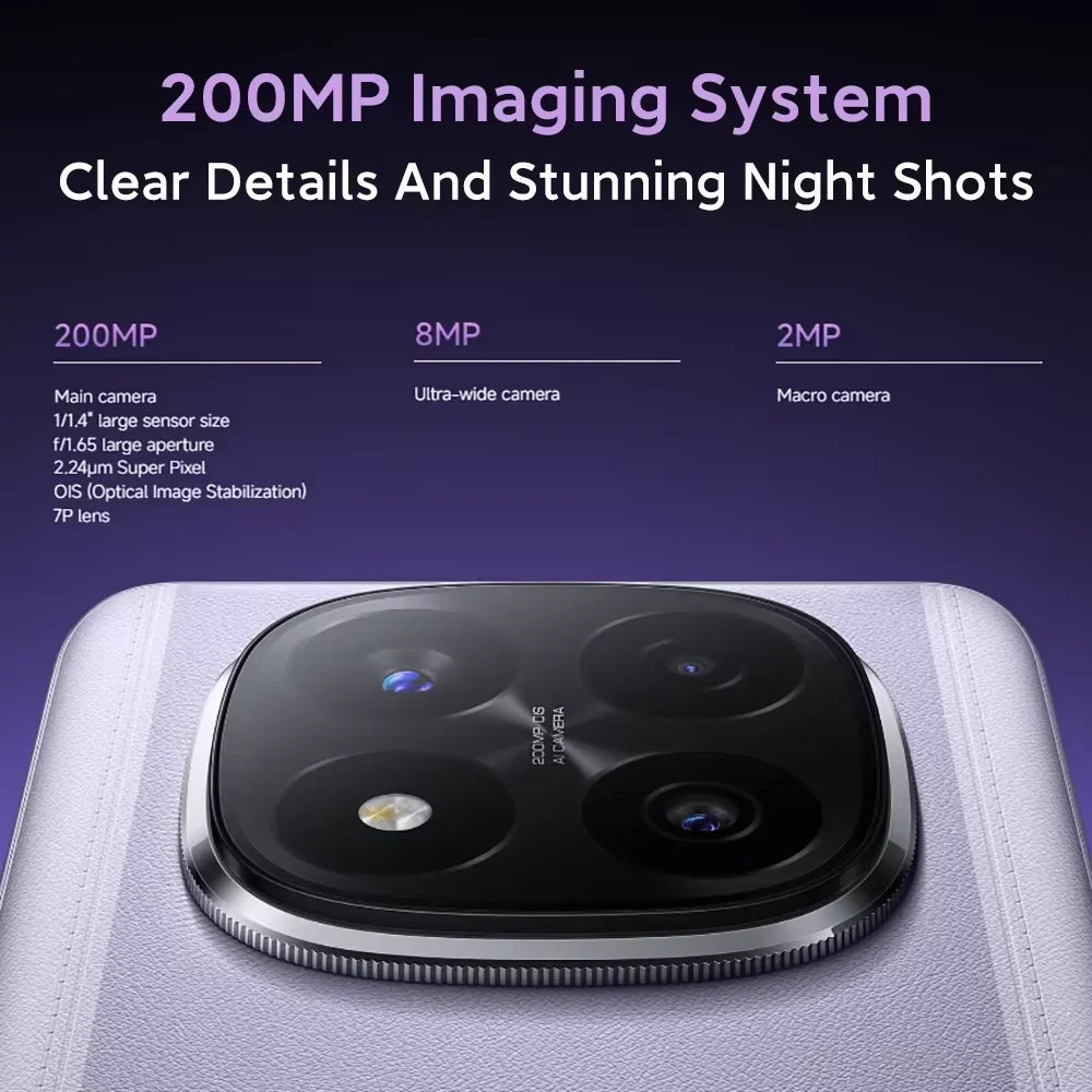 NEW Global Version Xiaomi Redmi Note 14 Pro Plus 5G Smartphone Snapdragon® 7s Gen 3 NFC 6.67” AMOLED 120Hz 5110mAh 120W Fast Charging 200MP