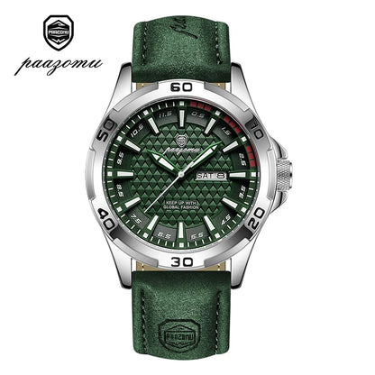 PAAZOMU Man Luxury Brand Watch Waterproof Luminous Date Week Men's Quartz Wristwatch Stainless Steel Fashion Sports Men Watches