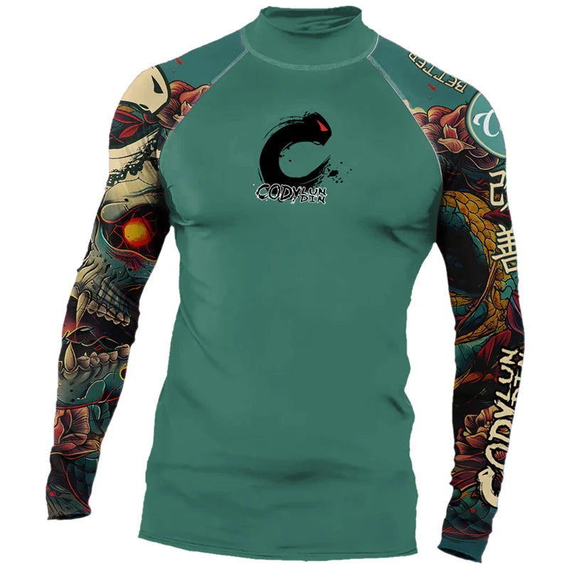 Mock Neck Hot MMA No Gi Rashguard Jiu Jitsu T-shirt+Pants Boxing Jerseys Set BJJ Muay Thai Shorts Compression Legging Sportsuit