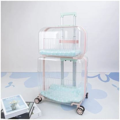 Pet Outdoor Suitcase Portable Car Mounted Double-layer Transparent Breathable Cat and Dog Tour Cat Bag