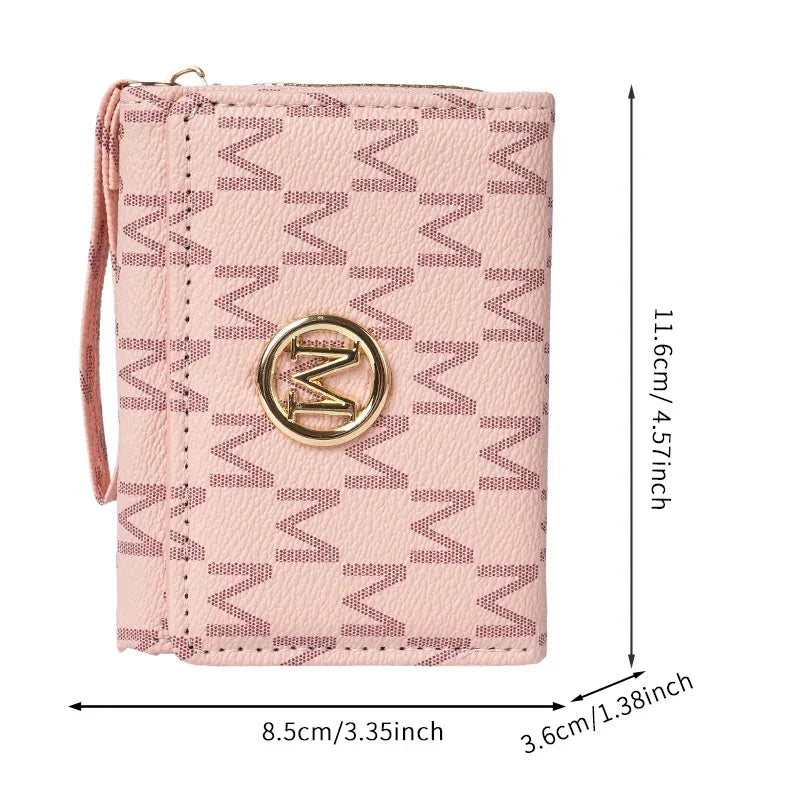 New style women's wallet, short, European and American PU high-end coin purse, printed, multi-card slots, small wallet