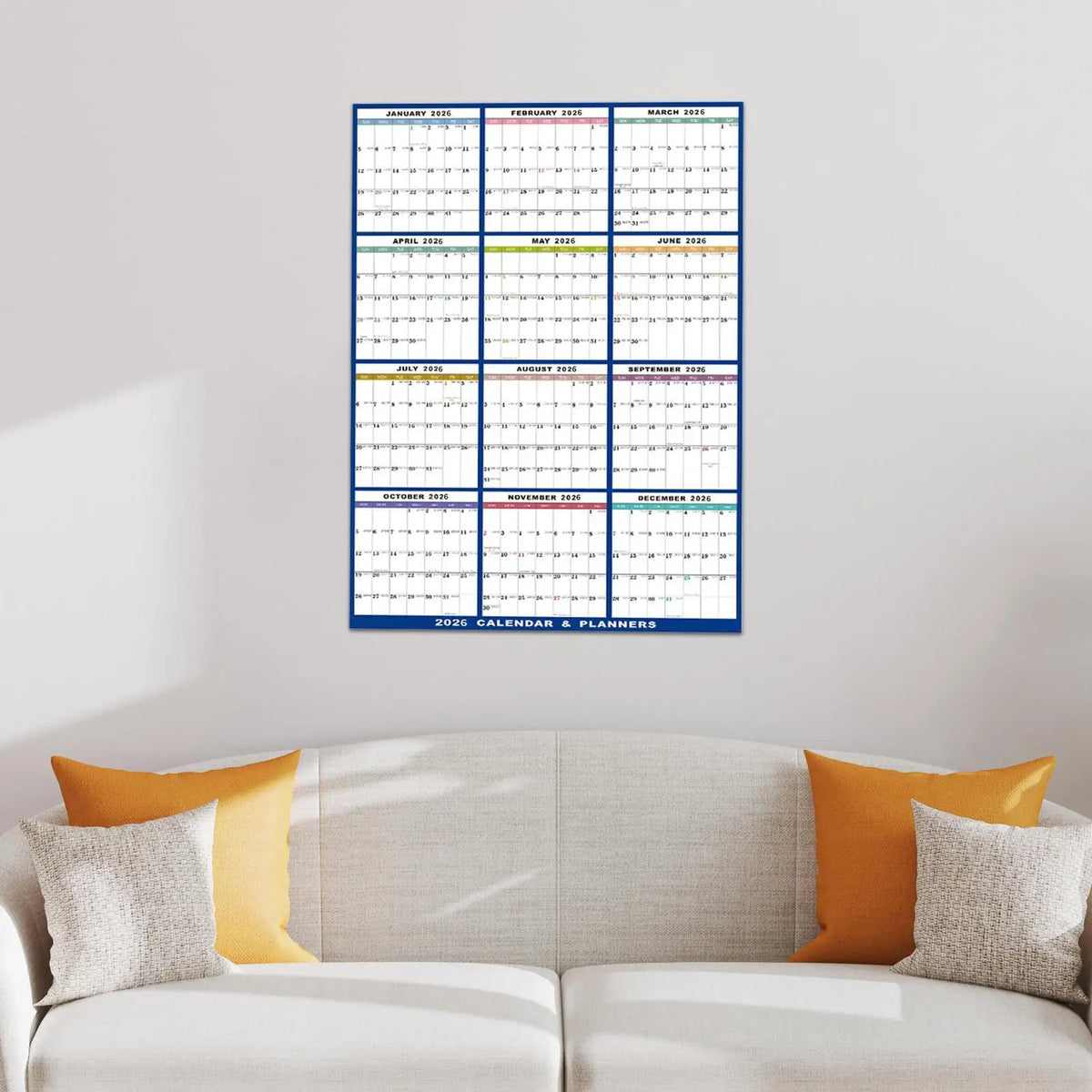 Large Dry Erase Calendar for Wall 2026 Wall Calendar 12 Month  22.83X34.56 Inch Yearly Schedule Organizer for Indoor Home Fridge