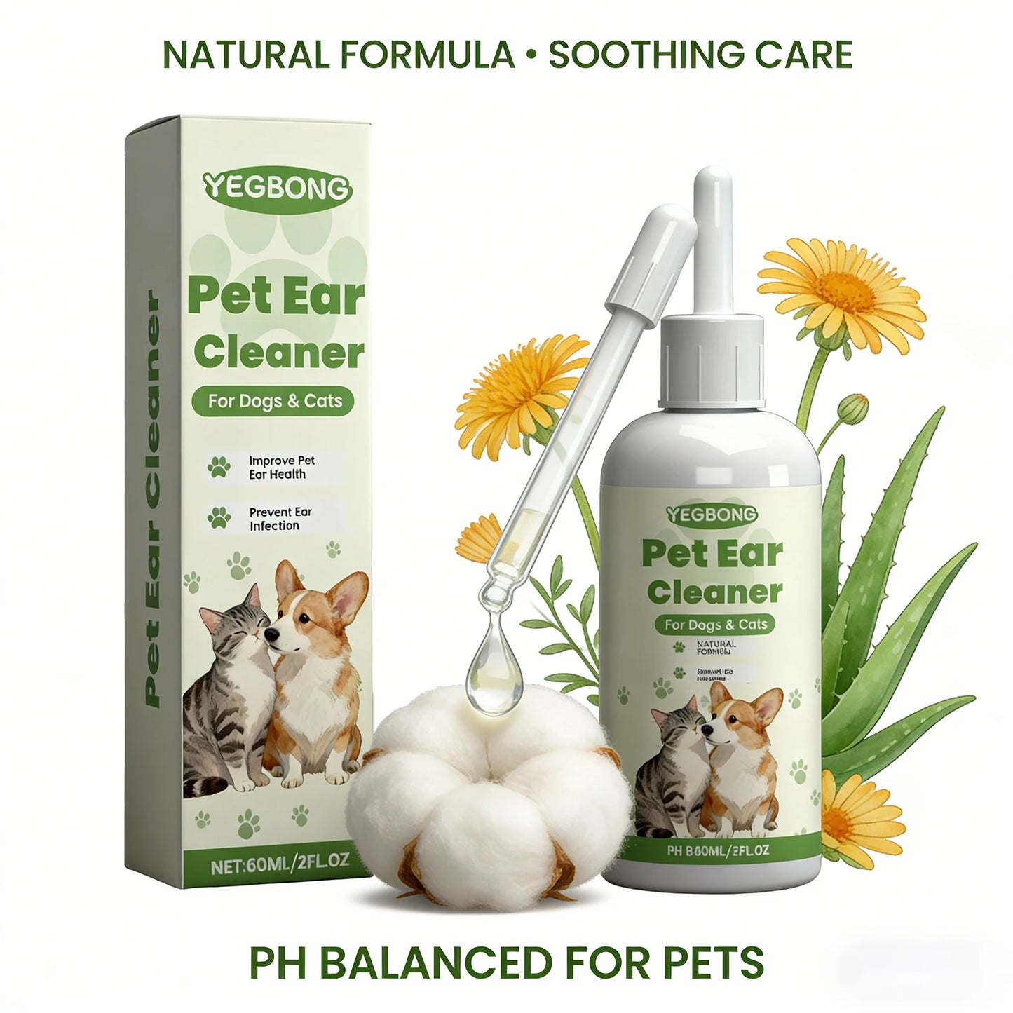 Pet Care Ear Drops Gently Cleaning Earwax Eliminating Odors Reducing Mite Infection Relieve Itching and Discomfort Pet Ear Fluid