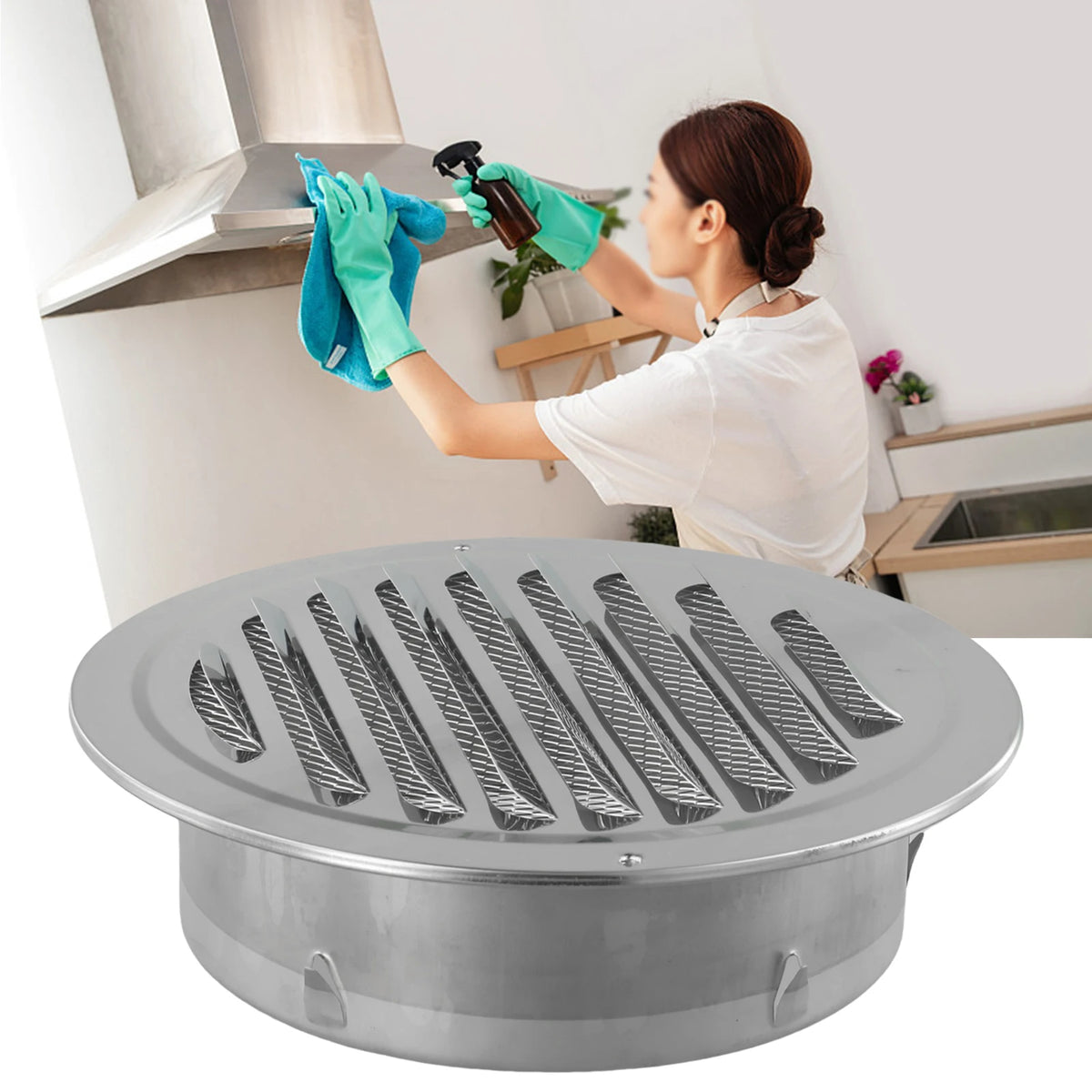 70-300mm Round Stainless Steel Vent Grille Exterior Wall Duct Ventilation Tool Hood Exterior Wall Duct Ventilation Tools