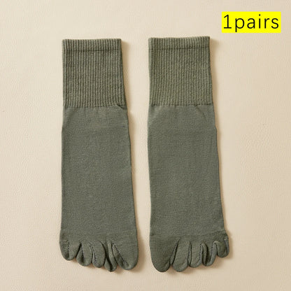 Hot Sale Men's Cotton Toe Socks Moisture-Wicking Odor Control Seamless Toe Design Long Crew Socks for Sports Daily Wear