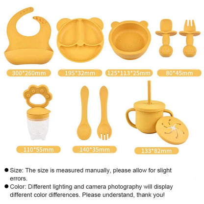 Baby Feeding Set Suction Cup Bowl Personalized Children's Tableware Set Baby Biting Toy Fruit Bear Plate Bowl Infant Cup Feeder