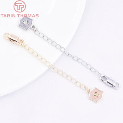 (3564) Full Length 85MM 24K Gold Color Plated Brass Extender Chain with Lobster Clasps High Quality Jewelry Accessories