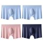 4PCS Men's Ice Silk Ultra-thin Seamless Shorts Sexy Lingerie Solid Breathable Boxers Briefs Men Underpants