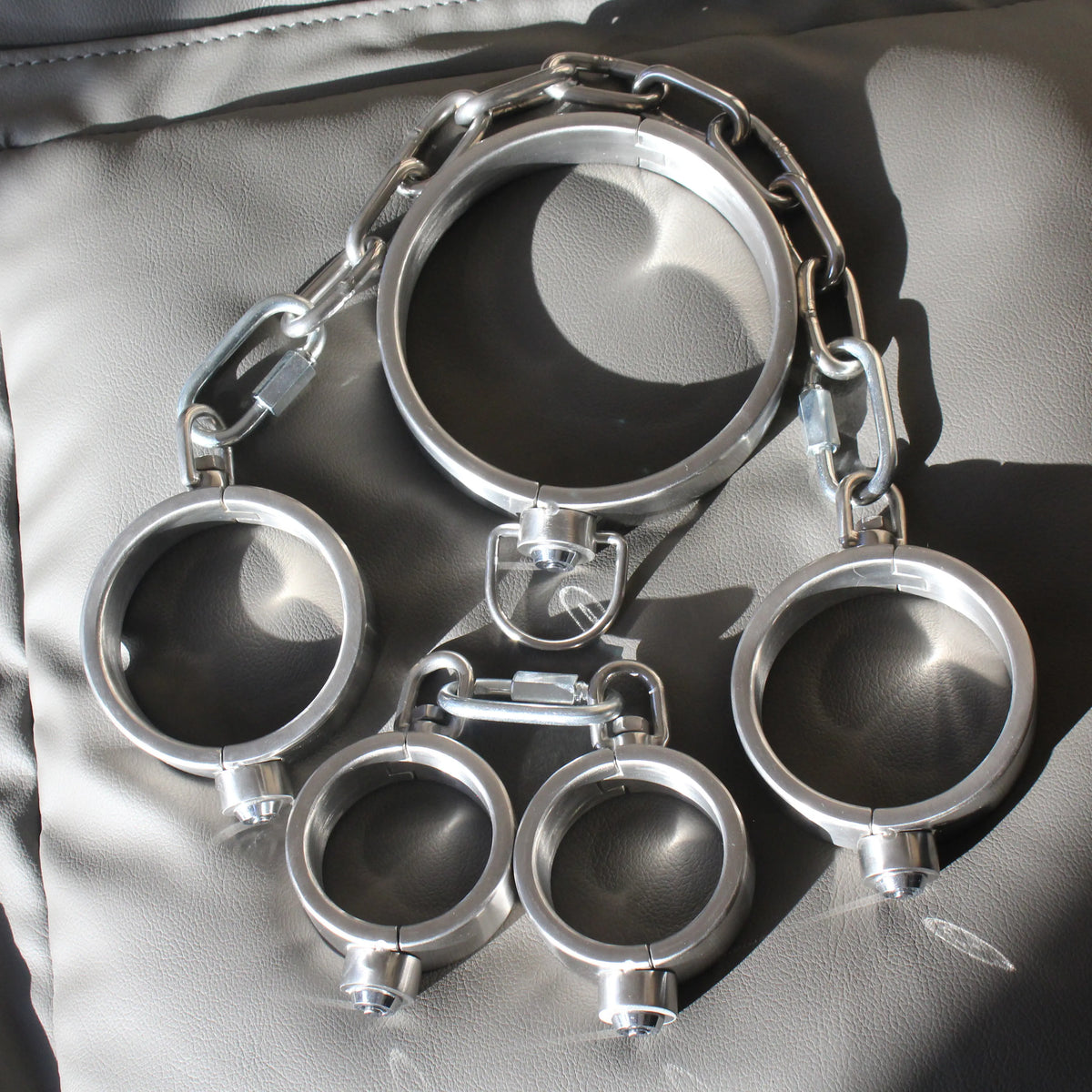 Heavy Duty Stainless Steel Handcuffs Ankle Cuffs Neck Collar Press Lock BDSM Restraints Bondage Adult Games Sex Toys for Couples