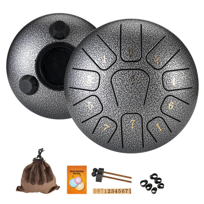 Miwayer 6" Steel Tongue Drum Gift Set | 11-Note Sound Healing Instrument w/Tuning Kit | Yoga/Meditation/Anxiety Relief Tool