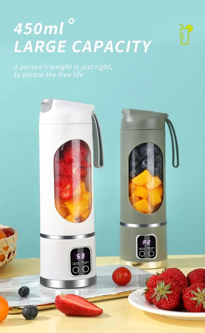 2026 New Household Charging MINI Crushed Ice Electric Juicer Powerful Motor 450ML Large Capacity Digital Display Juice Cup