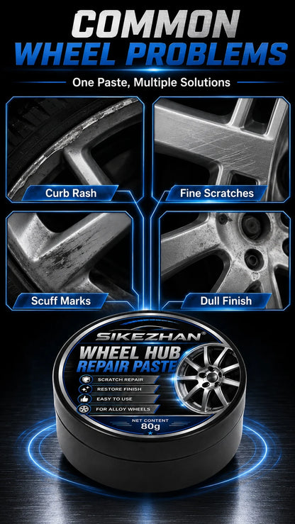 SIKEZHAN 80g Car Wheel Hub Repair Paste,Scratch & Oxidation Remover, Color Restorer and Polish Wax for Alloy Chrome Rims & Tires