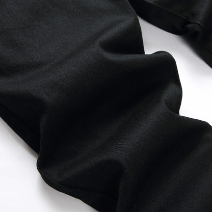 Men Classic Pure Black Jeans All Match Stretch Denim Pants Casual Plus Size Slim Straight Trousers